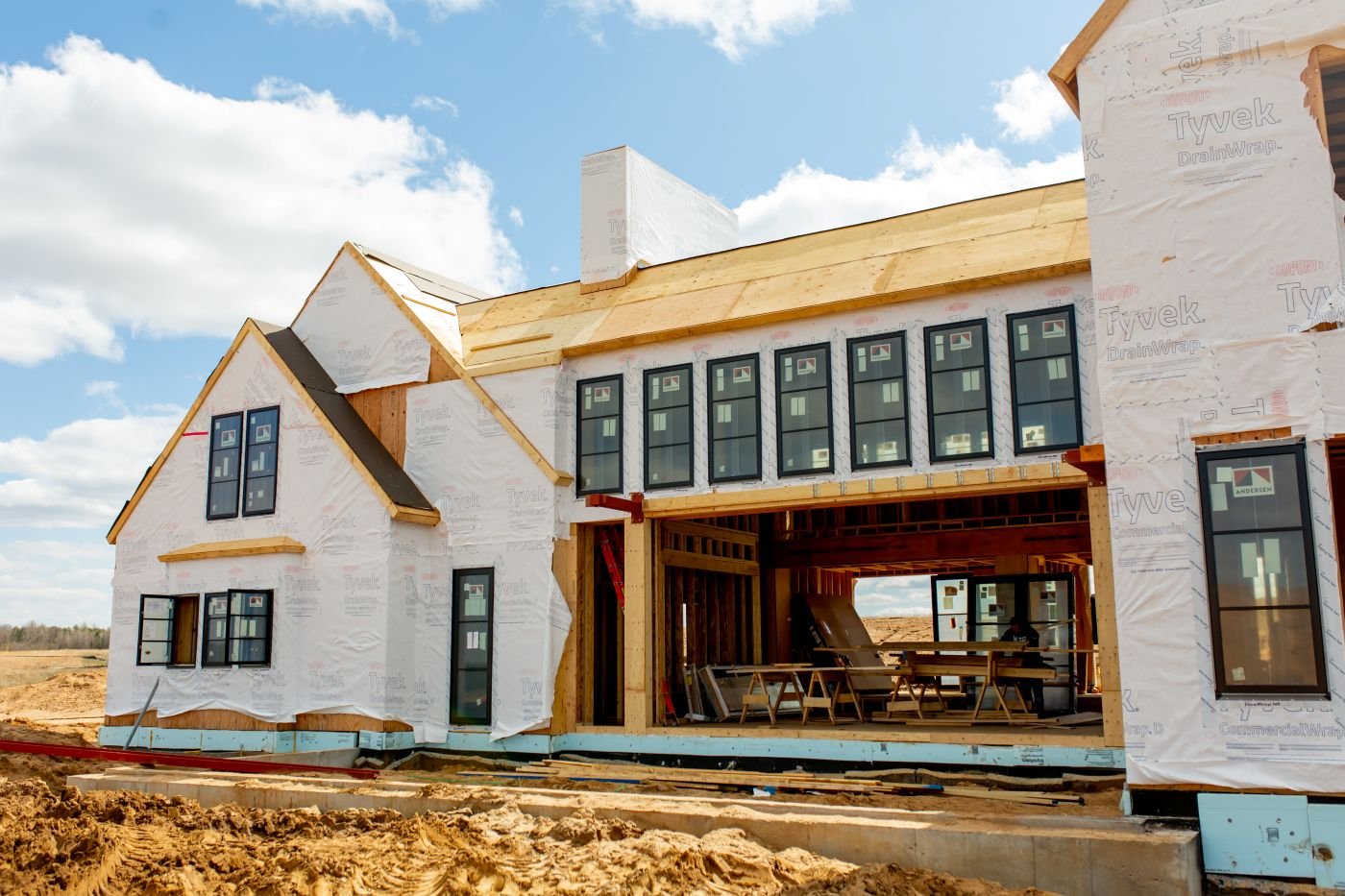 An under-construction home designed by Christopher Strom Architects.