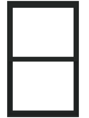 andersen 100 series single-hung window with black trim