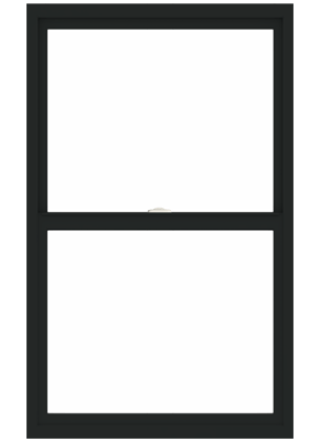andersen 100 series single-hung window with black trim