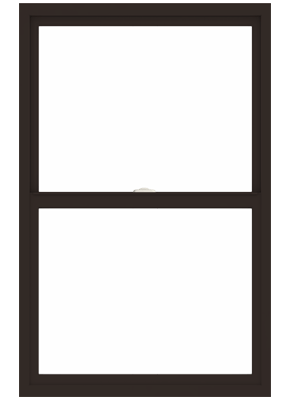 andersen 100 series single-hung window with dark bronze trim